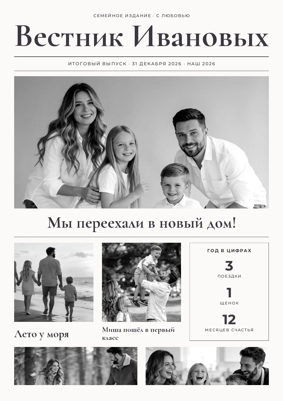 Макет постера «Наш год: семейная газета»