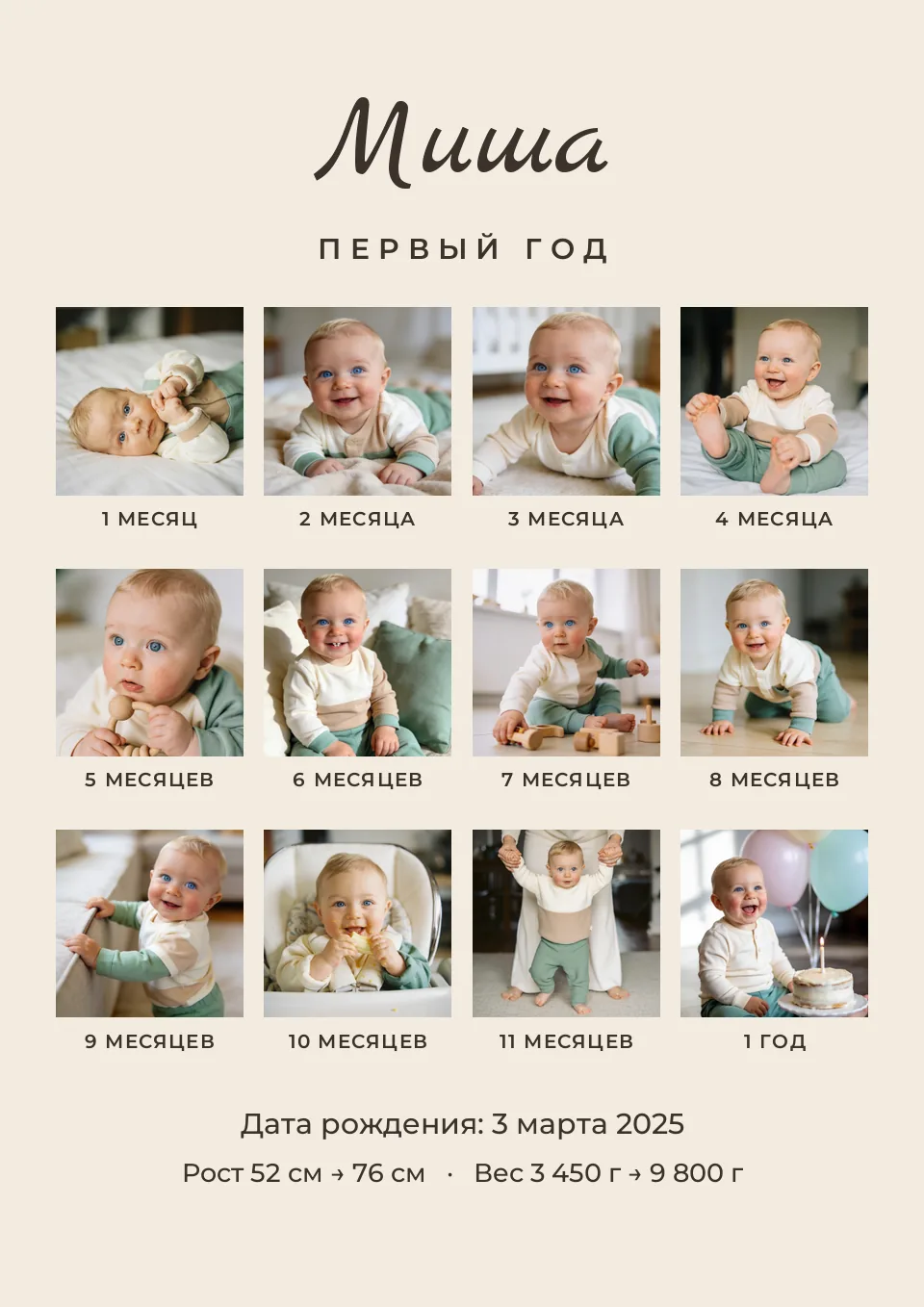 Макет постера «Первый год малыша»