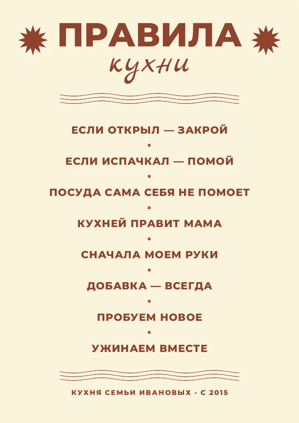 Макет постера «Правила кухни»