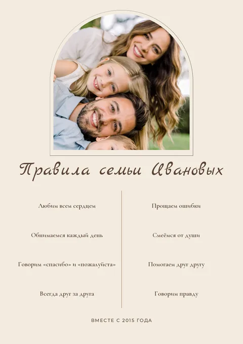 Постер «Правила семьи с фото»