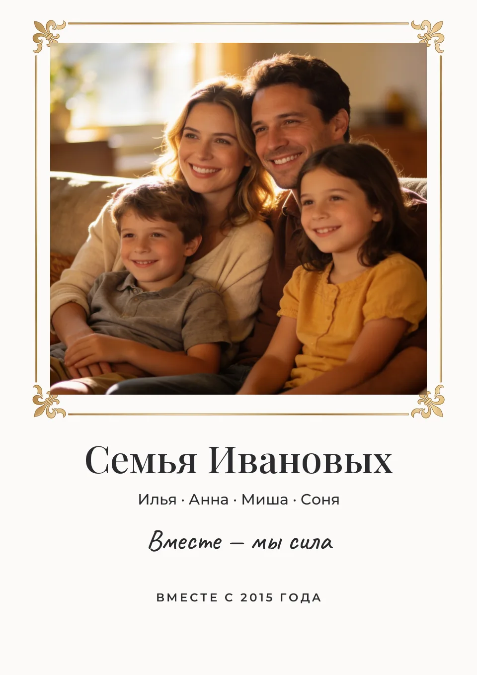 Макет постера «Семейный постер в золотой рамке»
