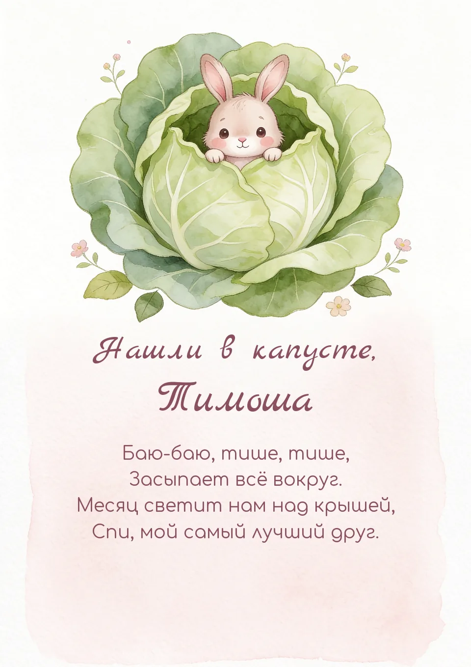 Макет постера «Зайчик в капусте»